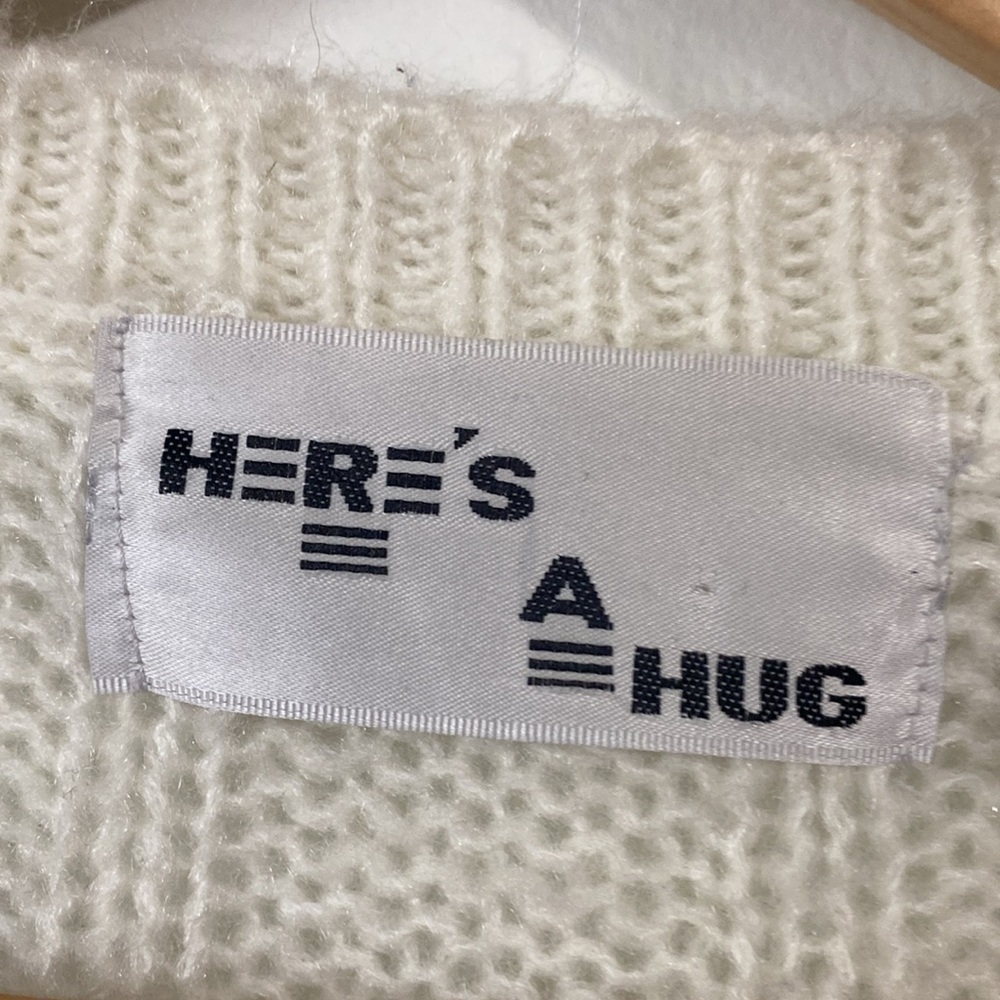 Vintage Here’s a Hug Cream Cable Knit Cardigan button front size Large - Picture 12 of 13